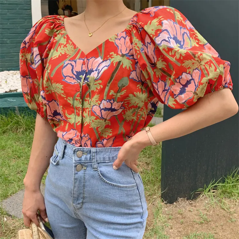 Alien Kitty Summer Slash Neck Print Floral Casual Retro Bare Shoulders Sweet Fashion Female Loose All-Match Puff Sleeves Shirts
Alien Kitty Summer Slash Neck Print Floral Casual Retro Bare Shoulders Sweet Fashion Female Loose All-Match Puff Sleeves Shirts