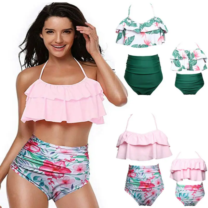 Mother and Daughter Swimsuit Two Piece Suits Ruffle Halter Backless High Waist Swimwear Family Matching Floral Bathing Beachwear
Mother and Daughter Swimsuit Two Piece Suits Ruffle Halter Backless High Waist Swimwear Family Matching Floral Bathing Beachwear