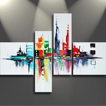 Hand Painted Abstract Oil Paintings Colorful Landmarked Tall Buildings 4 Panels For Living Room Art Work Home Decoration wall
Hand Painted Abstract Oil Paintings Colorful Landmarked Tall Buildings 4 Panels For Living Room Art Work Home Decoration wall