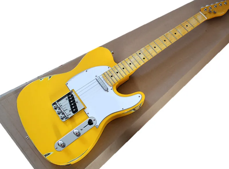 Factory Wholesale Retro Yellow Body Electric Guitar with Yellow Neck,White Pickguard,Offer Customized
Factory Wholesale Retro Yellow Body Electric Guitar with Yellow Neck,White Pickguard,Offer Customized