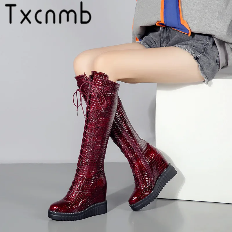 TXCNMB Fashion Brand Women Knee High Boots Wedges High Heels Autumn Winter Motorcycle Boots Round Toe Ladies Shoes Woman
TXCNMB Fashion Brand Women Knee High Boots Wedges High Heels Autumn Winter Motorcycle Boots Round Toe Ladies Shoes Woman