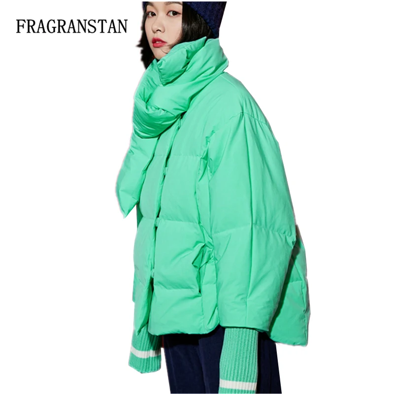 Fashion Solid Color Short Scarf Collar Thicken Warm Down Jacket Female New Deaign Casual Loose Pinkycolor Sweet Winter Coat Q287
Fashion Solid Color Short Scarf Collar Thicken Warm Down Jacket Female New Deaign Casual Loose Pinkycolor Sweet Winter Coat Q287