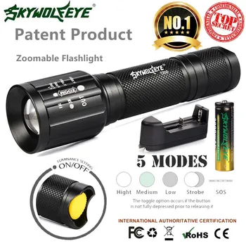 2019 New High Quality Tactical Flashlight skywolfeye T6 High Powered 5Modes Zoom Aluminum Battery Drop Shipping
2019 New High Quality Tactical Flashlight skywolfeye T6 High Powered 5Modes Zoom Aluminum Battery Drop Shipping