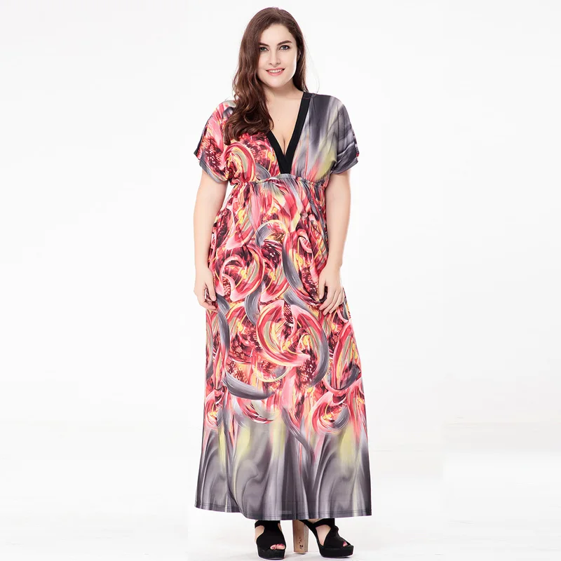 Women summer new Bohemian print large size dress l-5xl lady Batwing Sleeve V-Neck Plus Size Dress fat mm big size Slim Dresses
Women summer new Bohemian print large size dress l-5xl lady Batwing Sleeve V-Neck Plus Size Dress fat mm big size Slim Dresses