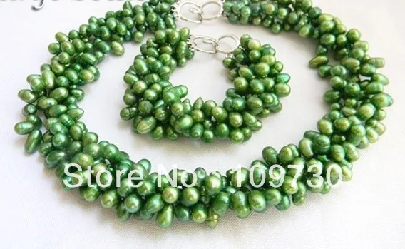 Jewelry 00471 4Strands 18''/8'' Green rice Freshwater Pearl Necklace Bracelet Set
Jewelry 00471 4Strands 18''/8'' Green rice Freshwater Pearl Necklace Bracelet Set