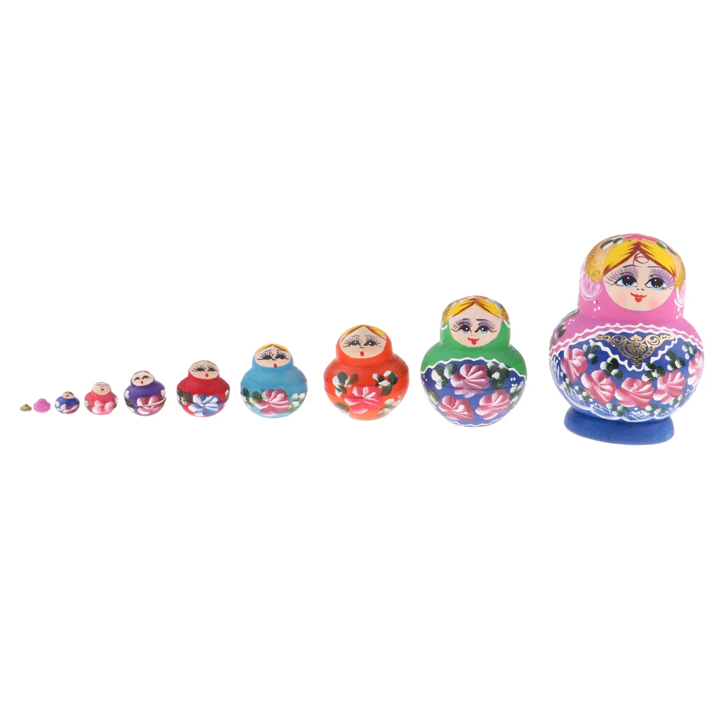 Hand Painted Colorful Beautiful Girls Pattern Wooden Russian Nesting Doll Matryoshka Doll Ornaments Set of 10 Pieces Hand Painted Colorful Beautiful Girls Pattern Wooden Russian Nesting Doll Matryoshka Doll Ornaments Set of 10 Pieces