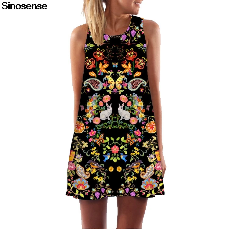 2019 Summer Rabbit Butterfly Floral Dress Casual Loose Sleeveless O-Neck Mini Dress Fashion Women Boho Style Beach Dress Vestido
2019 Summer Rabbit Butterfly Floral Dress Casual Loose Sleeveless O-Neck Mini Dress Fashion Women Boho Style Beach Dress Vestido