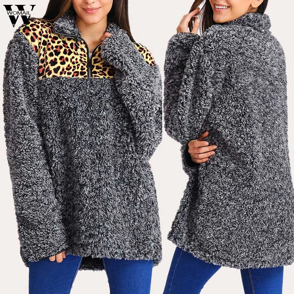 Womail Women Sweatshirt Sleeve Stand Leopard Patchwork Warm Furry Blouse Outwear autumn women cute Sports Women Sweatshirt
Womail Women Sweatshirt Sleeve Stand Leopard Patchwork Warm Furry Blouse Outwear autumn women cute Sports Women Sweatshirt