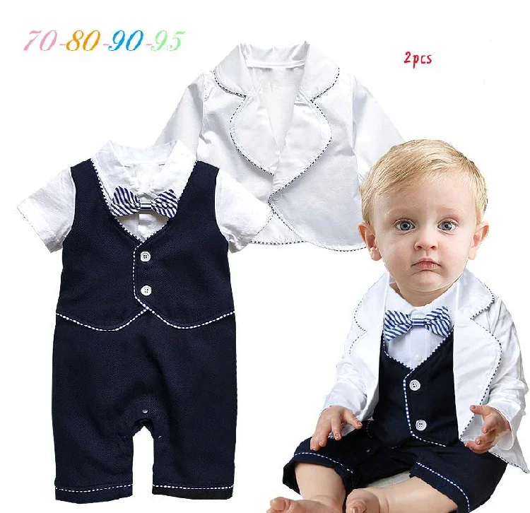 Image Wholesale 4pcs lot Infant Toddler Baby Boy s Formal Wear Tuxedo Rompers,bow  tie baby clothing boy infant wear with vest NO.15