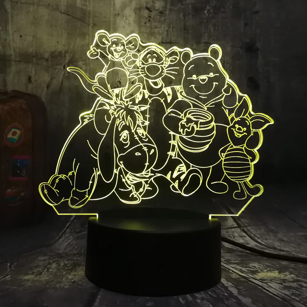 Cartoon Big Family Cute Winnie Bear Eeyore Tigger Friends 3D LED Night Light 7 Color Table Lamp Home Decor Kids Christmas Gift
Cartoon Big Family Cute Winnie Bear Eeyore Tigger Friends 3D LED Night Light 7 Color Table Lamp Home Decor Kids Christmas Gift