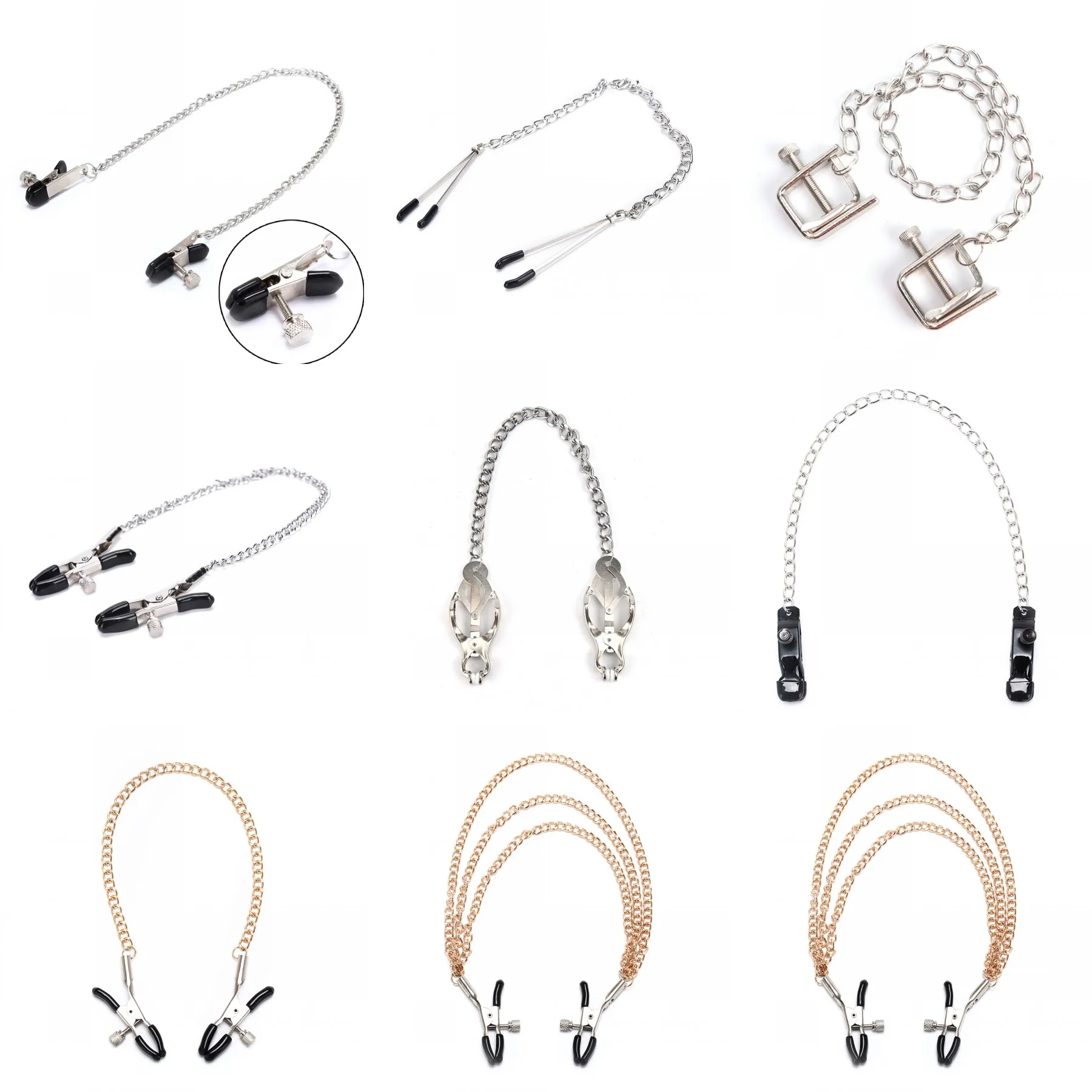 1PCS Fetish Nipple Clamps Stainless Metal Chain Nipple Milk Clips Breast Clip Slaves Nipple Clamps for Couple Exotic Accessories
1PCS Fetish Nipple Clamps Stainless Metal Chain Nipple Milk Clips Breast Clip Slaves Nipple Clamps for Couple Exotic Accessories