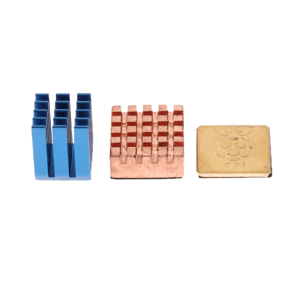 3Pcs Cooling Copper Heatsinks Kit Cooler & Adhesive Tape for Raspberry Pi 3 Copper Heat sink Cooler