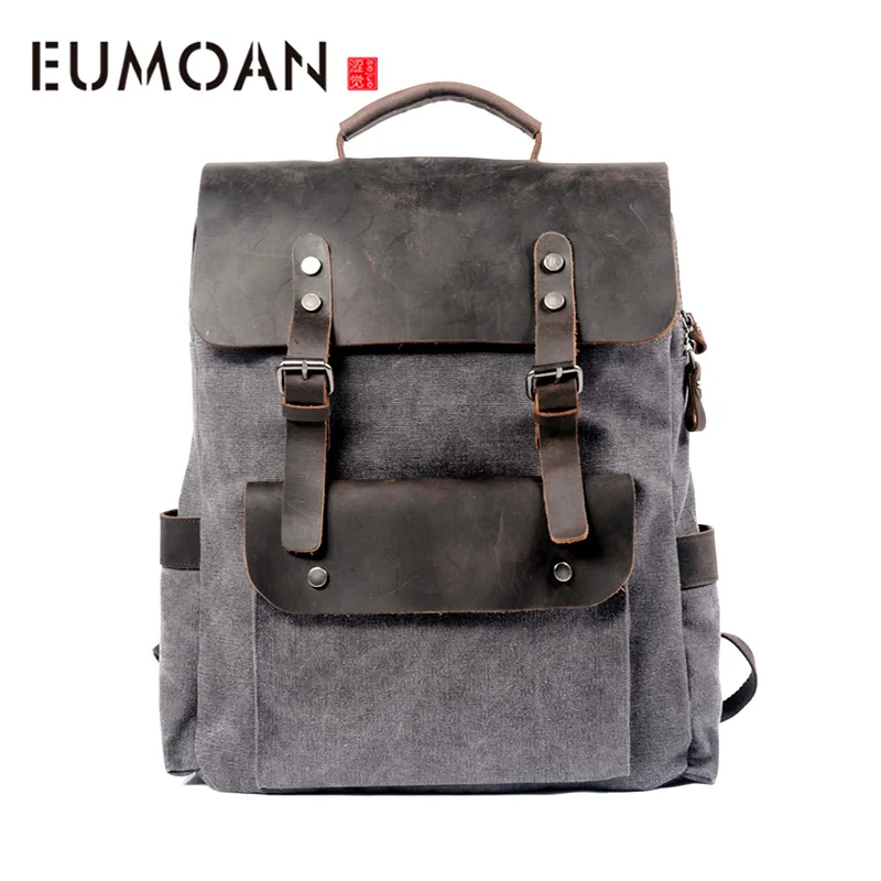 EUMOAN College casual men's and women's leather canvas couple backpack, vintage computer bag, male shoulder computer bag
EUMOAN College casual men's and women's leather canvas couple backpack, vintage computer bag, male shoulder computer bag