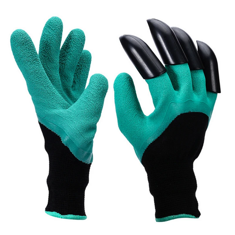1 Pair New Gardening Gloves for Garden Digging Planting Garden Genie Gloves with 4 ABS Plastic Claws 15