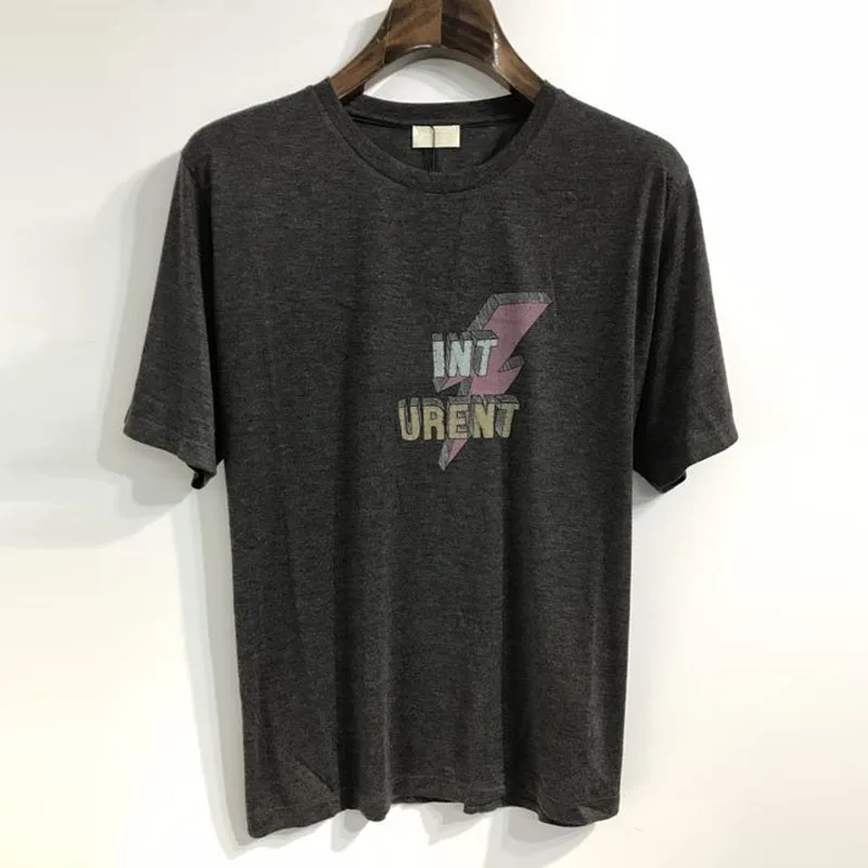 2019 summer new SLP lightning short-sleeved gray with the same lipstick lip print printing tide brand T-shirt -1
2019 summer new SLP lightning short-sleeved gray with the same lipstick lip print printing tide brand T-shirt -1