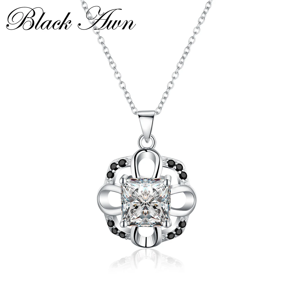 

[BLACK AWN] Silver Color Jewelry Necklace for Women Female Bijoux Fashion Jewelry Gift P012