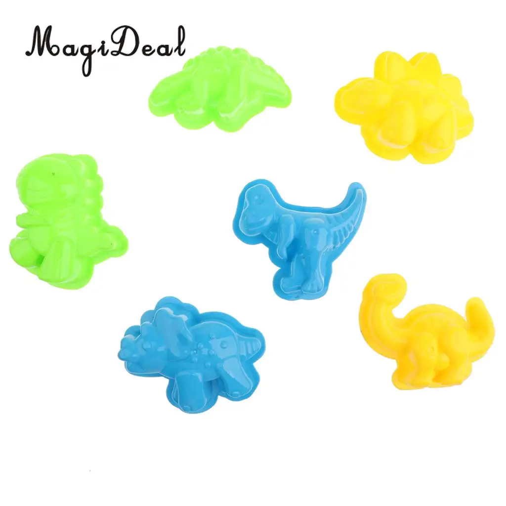 6Pcs/Set Plastic Mini Dinosaur Sand Molds Beach Building Toys Kids Children Toddlers Fun Activity Intellengence Toys