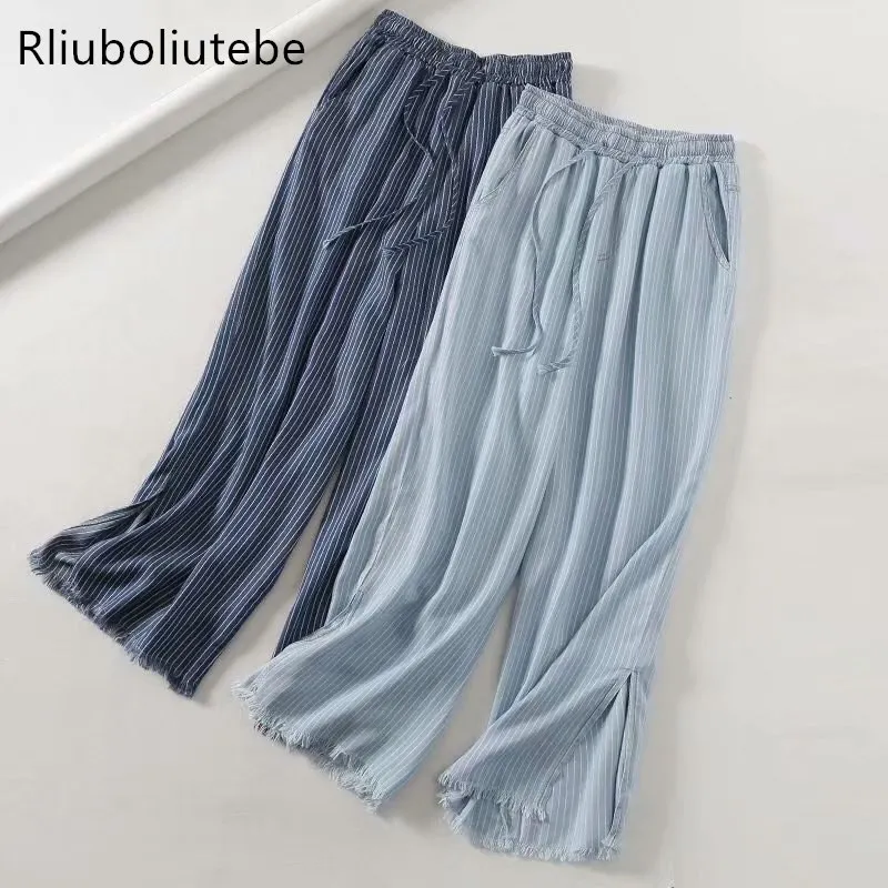 tassel striped tecel denim wide leg pants side slits Blue Jeans loose palazzo pants elastic waist casual autumn pants summer
tassel striped tecel denim wide leg pants side slits Blue Jeans loose palazzo pants elastic waist casual autumn pants summer