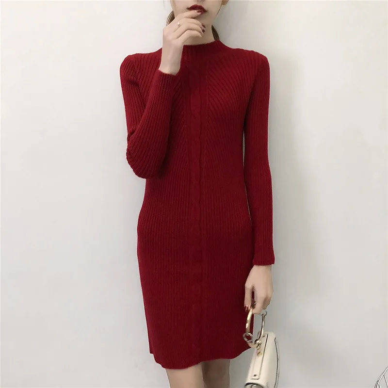 Casual Half Turtleneck Knitted Sweater Dress Women Slim Bodycon Dress Pullover Female Autumn Winter Thick Warm Dresses Mini
Casual Half Turtleneck Knitted Sweater Dress Women Slim Bodycon Dress Pullover Female Autumn Winter Thick Warm Dresses Mini
