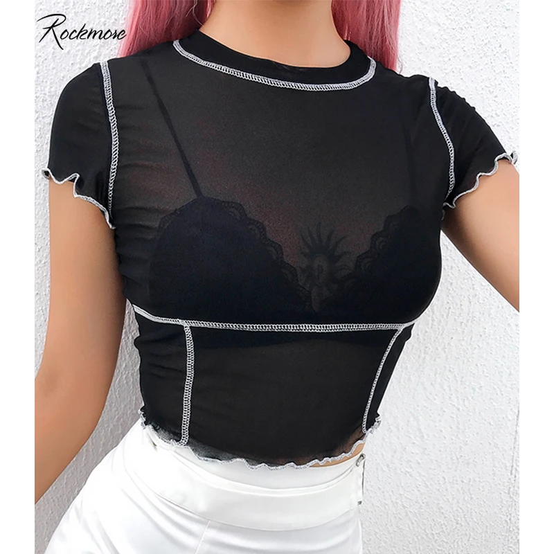Rockmore Black Mesh See Through Gothic T-shirt Women Fishnet Hollow Out Short Sleeve Casual T Shirts Female Streetwear Top Tees
Rockmore Black Mesh See Through Gothic T-shirt Women Fishnet Hollow Out Short Sleeve Casual T Shirts Female Streetwear Top Tees