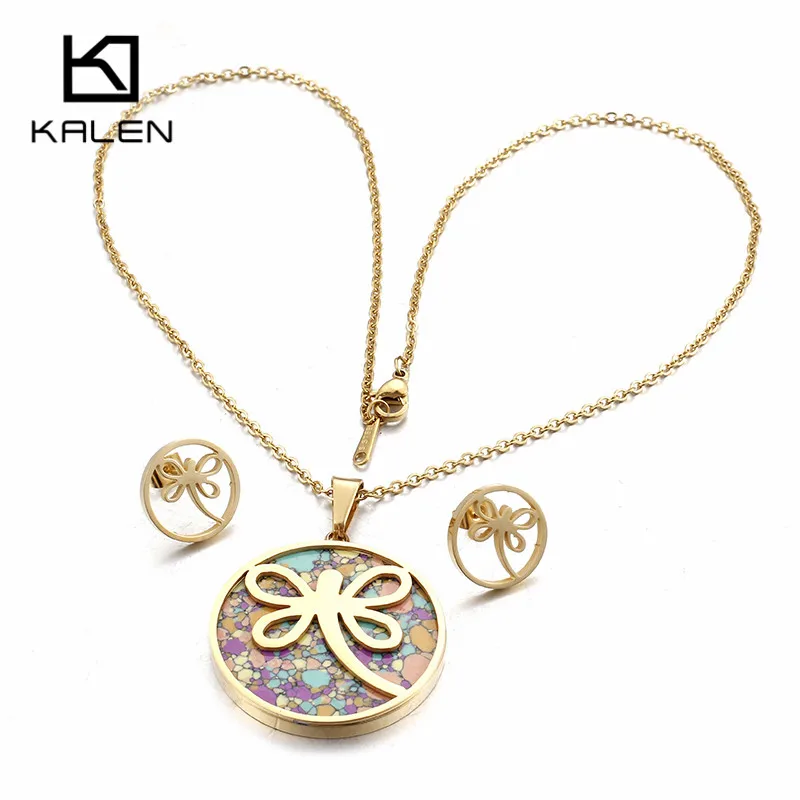 Kalen Bohemia Colorful Shell Butterfly Jewelry Set For Women Stainless Steel Gold Butterfly Pendant Necklace & Earrings Set Gift
Kalen Bohemia Colorful Shell Butterfly Jewelry Set For Women Stainless Steel Gold Butterfly Pendant Necklace & Earrings Set Gift