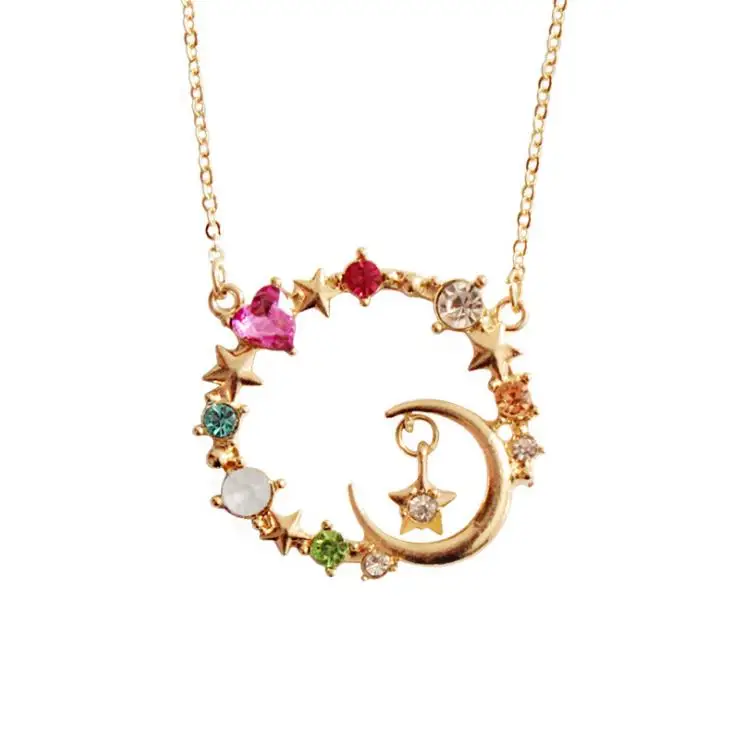 Free Shipping Alloy Heart Moon Star Rhinestone Necklace For Women Fashion Crystal Sailor Moon Pendant jewelry
Free Shipping Alloy Heart Moon Star Rhinestone Necklace For Women Fashion Crystal Sailor Moon Pendant jewelry