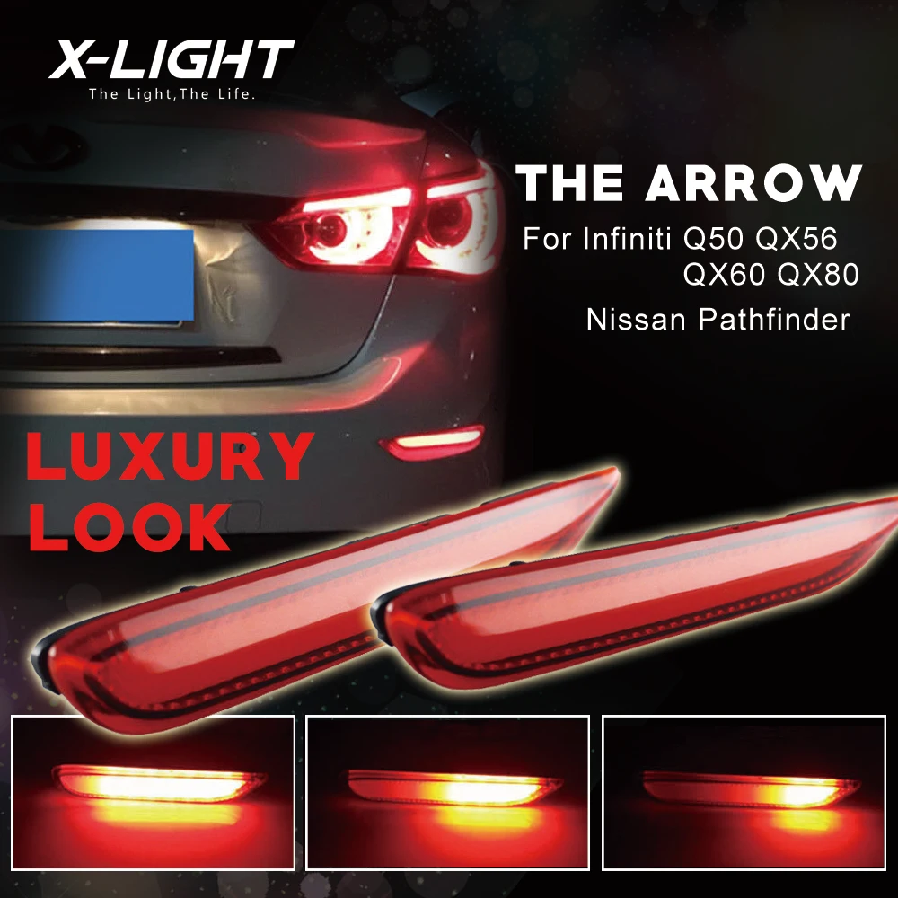 Красные линзы красный светодиод задние стоп сигналы для Infiniti Q50 QX56 QX60 QX80s QX30 Nissan