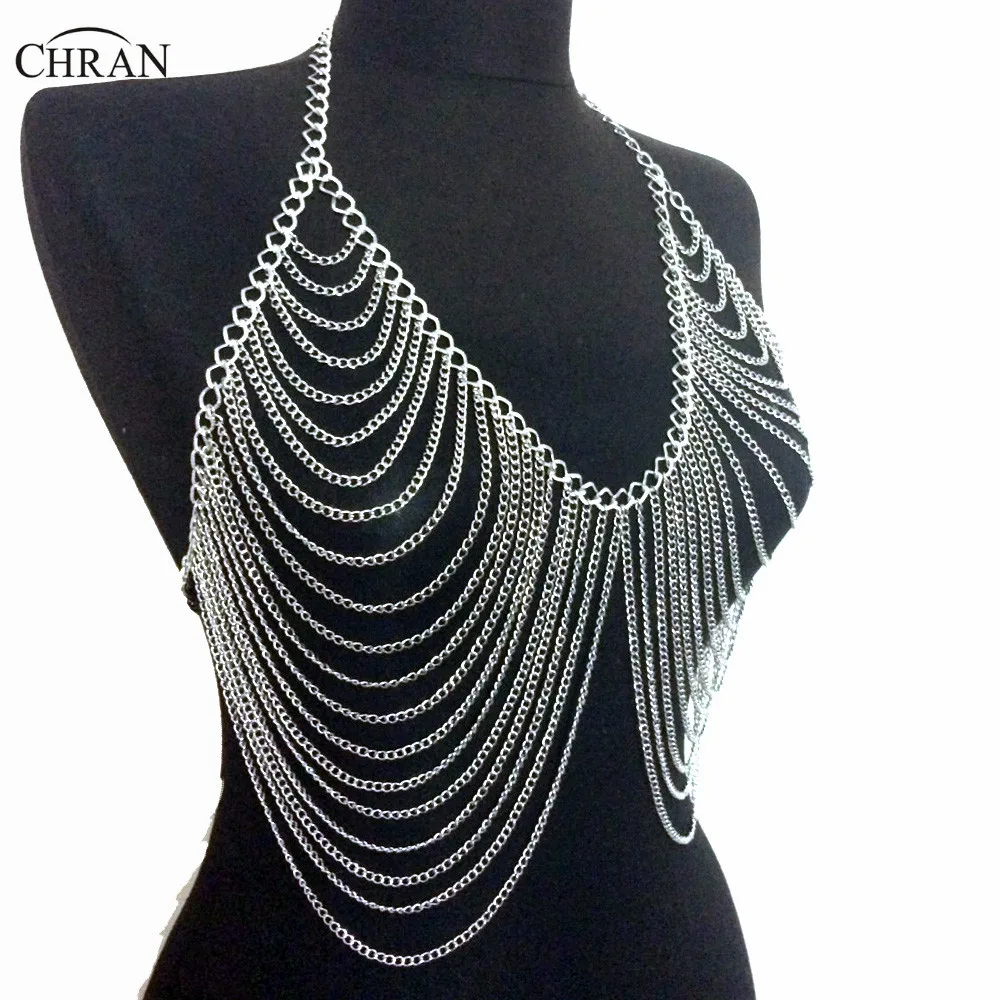 Aliexpress Buy Chran Women Sexy Harness Necklace Chain Rave
