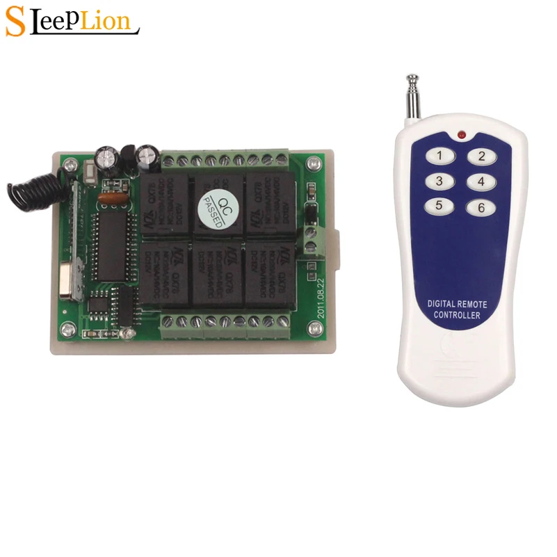 Sleeplion DC 12V Relay 6CH wireless RF Remote Control Switch Transmitter+Receiver Module 12V 6 Channel Relay Switch 315/433MHz
Sleeplion DC 12V Relay 6CH wireless RF Remote Control Switch Transmitter+Receiver Module 12V 6 Channel Relay Switch 315/433MHz