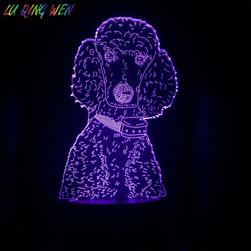 

Teddy Dog Night Lamp 3d Illusion Kids Nightlight Room Decoration Light Usb Touch Sensor Led Night Light Poodle Dog Present