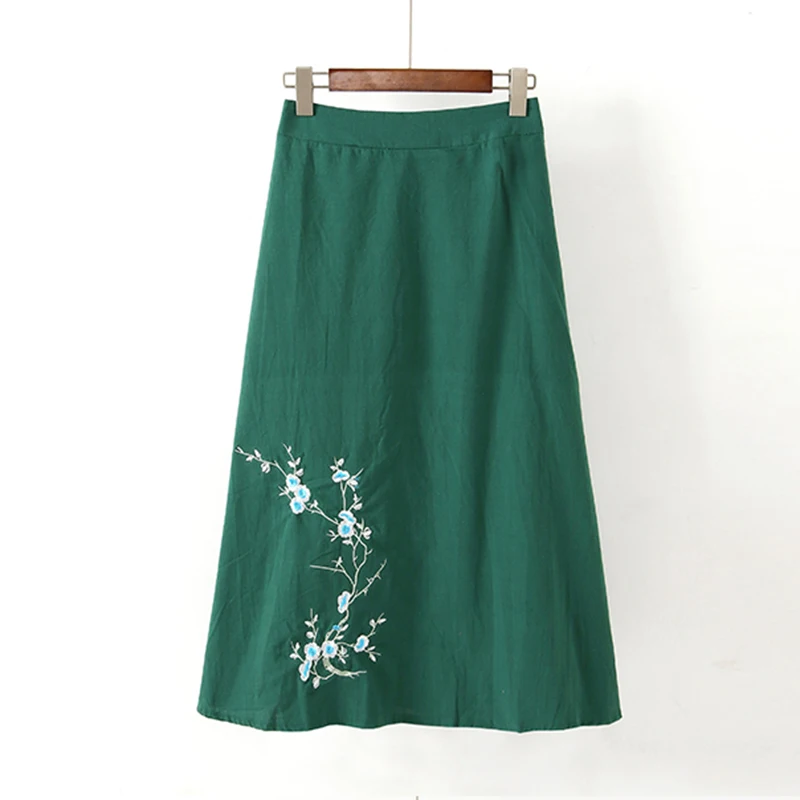 Vintage Chinese Style Embroidery Skirts 2019 Spring Ethnic Wind Elastic Waist Cotton Linen Skirt Women Casual Skirts FP0647
Vintage Chinese Style Embroidery Skirts 2019 Spring Ethnic Wind Elastic Waist Cotton Linen Skirt Women Casual Skirts FP0647