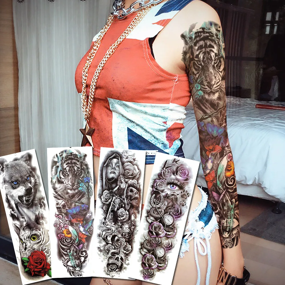 FANRUI Sexy Men Women Temporary Tattoo Sticker Full Arm Tiger Angel Nun Goddess Tatoo Waterproof Body Leg Art Fake Tattoos Paper
FANRUI Sexy Men Women Temporary Tattoo Sticker Full Arm Tiger Angel Nun Goddess Tatoo Waterproof Body Leg Art Fake Tattoos Paper