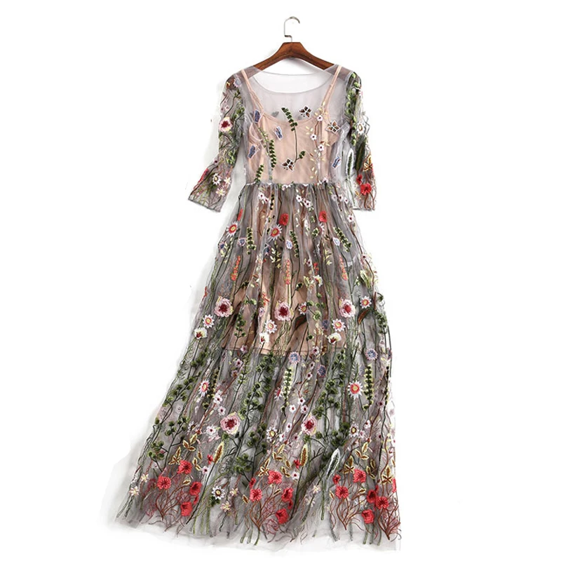 Bamskarosa Runway 2019 Evening Party Dresses Gorgeous Half Sleeves Sheer Mesh Embroidery Boho Bohemian Long Dress Brand Style
Bamskarosa Runway 2019 Evening Party Dresses Gorgeous Half Sleeves Sheer Mesh Embroidery Boho Bohemian Long Dress Brand Style