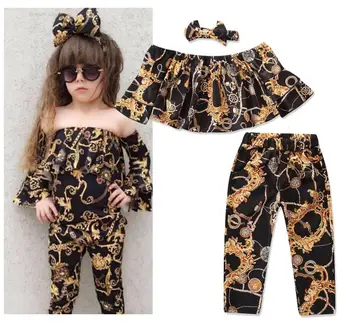 Children's clothing Golden kids clothes boys suit child shirt+pants+headband girls set 2-7T sylvia 579269063851
Children's clothing Golden kids clothes boys suit child shirt+pants+headband girls set 2-7T sylvia 579269063851