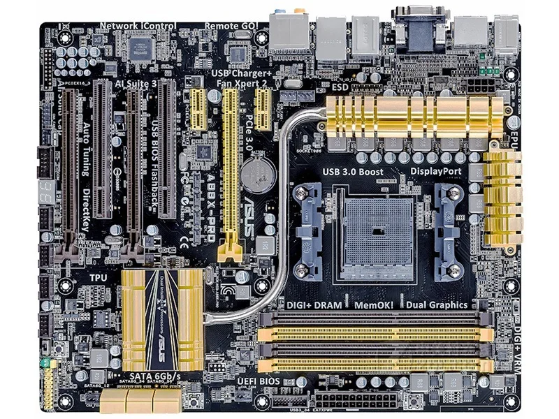 Asus A88X-PRO Desktop Motherboard AMD A88X Socket FM2/FM2+ DDR3 64GB SATA3 USB3.0 HDMI DVI VGA ATX Original Used Mainboard