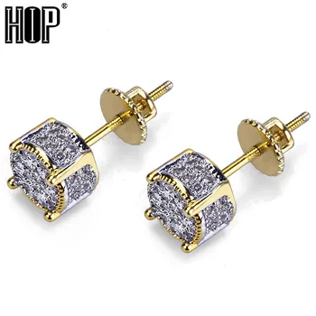 Hip HOP Micro Pave CZ Stone Bling Ice Out Stud Earring Male Gold Color Copper Round Earrings For Women Men Jewelry Dropshipping
Hip HOP Micro Pave CZ Stone Bling Ice Out Stud Earring Male Gold Color Copper Round Earrings For Women Men Jewelry Dropshipping