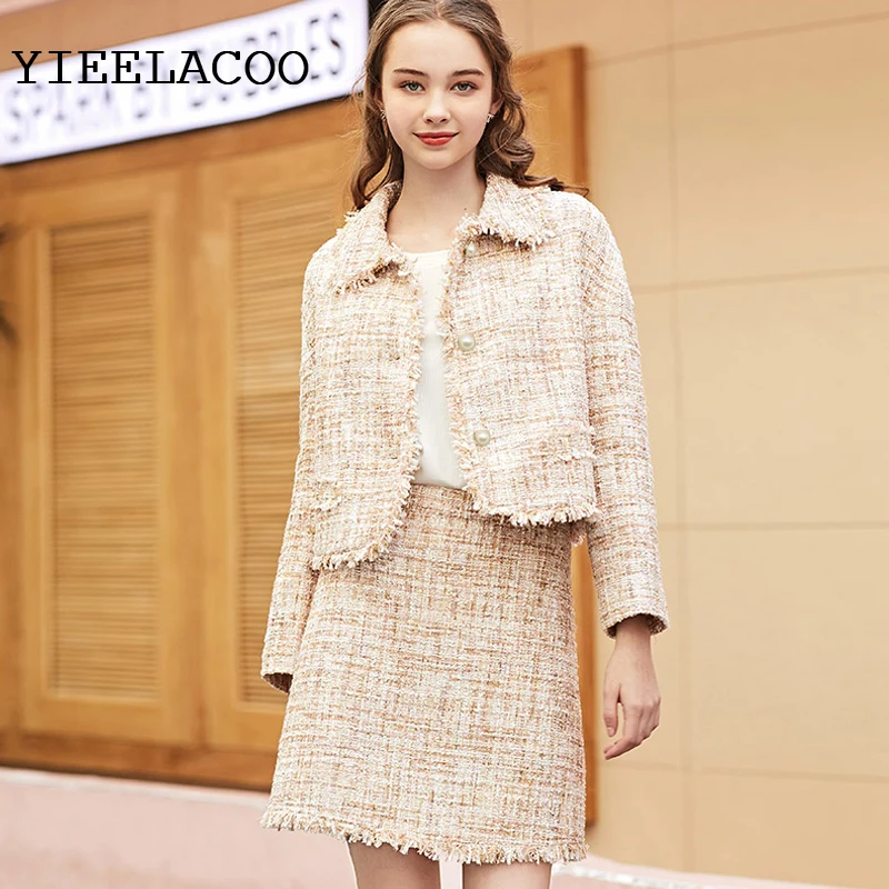 Khaki tweed jacket + skirt suit fashion woolen ladies 2 piece skirt suit 2019 spring / autumn / winter women's jacket suit
Khaki tweed jacket + skirt suit fashion woolen ladies 2 piece skirt suit 2019 spring / autumn / winter women's jacket suit
