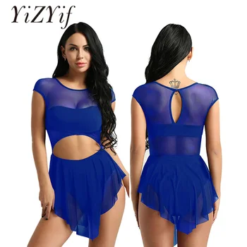 Women ballet dress Dance gymnastic dress Sleeveless Round Neck Cut Out Front Asymmetric Mesh Leotard Gymnastics Ballet Dancewear
Women ballet dress Dance gymnastic dress Sleeveless Round Neck Cut Out Front Asymmetric Mesh Leotard Gymnastics Ballet Dancewear