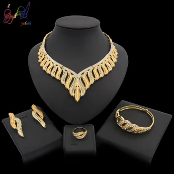 Yulaili Hot Sale Luxury Women Wedding Necklace Earrings Ring Bridal Jewelry Set Gold Color Unique Crystal Anniversary Gift
Yulaili Hot Sale Luxury Women Wedding Necklace Earrings Ring Bridal Jewelry Set Gold Color Unique Crystal Anniversary Gift