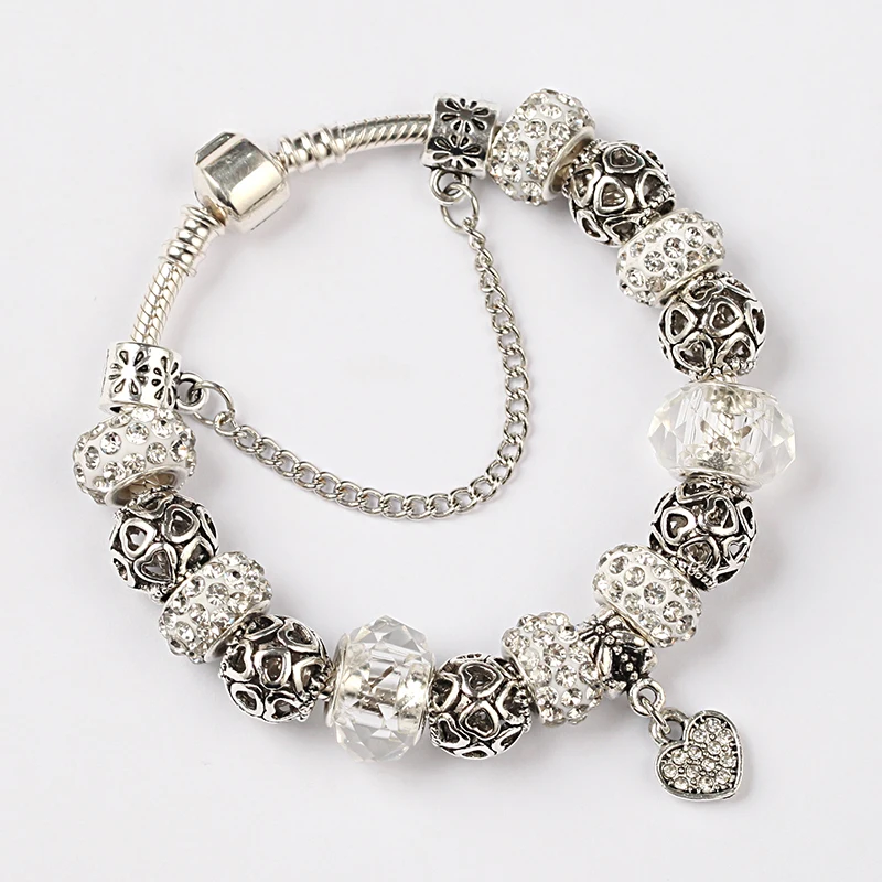 Leabyl 2019 New Arrival White Crystal Heart Pan Charm Bracelets & Bangles Antique Silver Ball Diy Bead Bracelet Jewelry Gift
Leabyl 2019 New Arrival White Crystal Heart Pan Charm Bracelets & Bangles Antique Silver Ball Diy Bead Bracelet Jewelry Gift