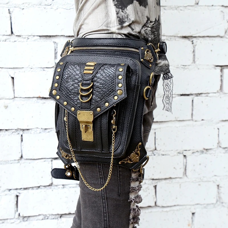 Waist Leg Hip Bags PU Leather Unisex Cross Body Fanny Pack Cell Phone Case Punk High Quality Small Messenger Shoulder Gothic Bag
Waist Leg Hip Bags PU Leather Unisex Cross Body Fanny Pack Cell Phone Case Punk High Quality Small Messenger Shoulder Gothic Bag