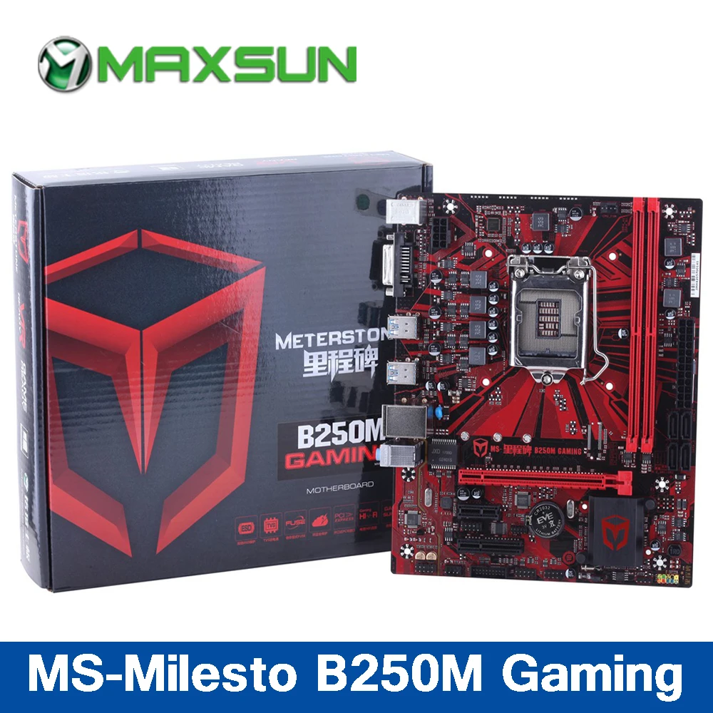 Maxsun Milestone B250M Gaming Motherboard Double channel DVI+HDMI DDR4 2400/2133MHZ memory 4XSATAIII interface Gaming Mainboard
Maxsun Milestone B250M Gaming Motherboard Double channel DVI+HDMI DDR4 2400/2133MHZ memory 4XSATAIII interface Gaming Mainboard