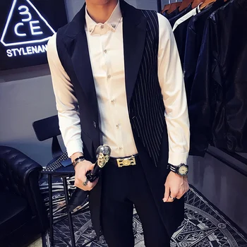 2019 new net red fashion men's spring new striped fashion vest small suit hair stylist wild long shirt vest tide
2019 new net red fashion men's spring new striped fashion vest small suit hair stylist wild long shirt vest tide