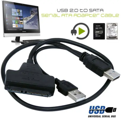 USB 2.0 to 2.5inch HDD 7+15pin SATA Hard Drive Cable Adapter for SATA SSD & HDD 3E04
USB 2.0 to 2.5inch HDD 7+15pin SATA Hard Drive Cable Adapter for SATA SSD & HDD 3E04