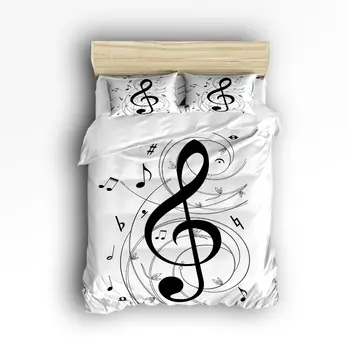 Queen Size Bedding Set- Black White Music Notes Duvet Cover Set Bedspread for Children/Kids/Teens/Adults, 4 Piece
Queen Size Bedding Set- Black White Music Notes Duvet Cover Set Bedspread for Children/Kids/Teens/Adults, 4 Piece