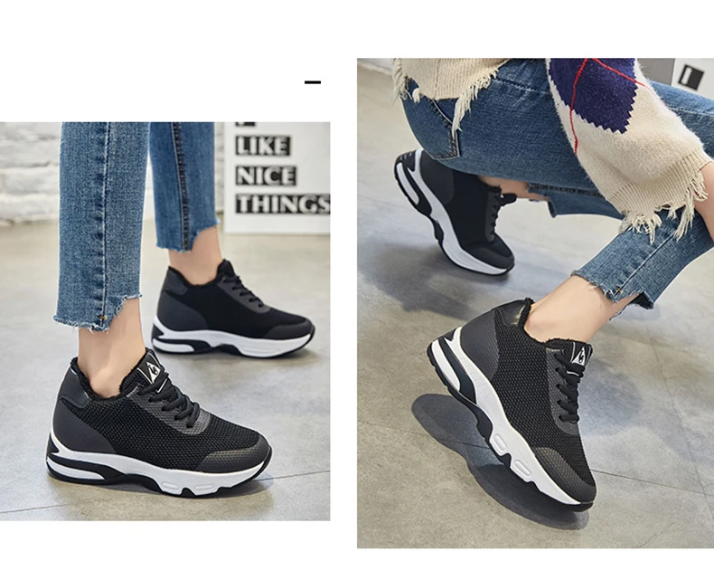 Women Winter Fashion Sneakers Height Increased Casual Shoes Lace Up Wedges Sneaker Shoes Woman Platform Sneakers Tenis XZ96 (6)