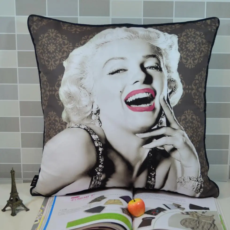 

45*45 CM Retro Vintage Marilyn Monroe Pop Art Microfiber Square Throw Pillow Cover Pillowcase for Home Decorations Sofa, Coffee