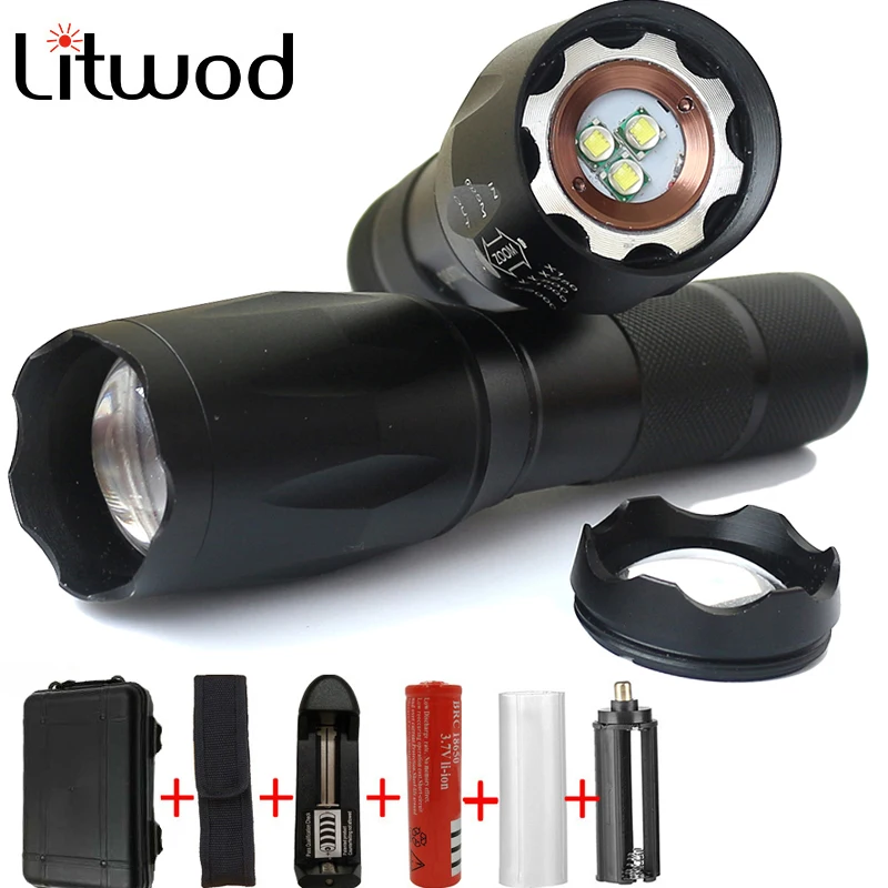 Litwod Z20 3PCS XML T6 A100 LED Flashlight Torch 5 switch Modes Zoomable Waterproof tactical light Battery charger tool box
Litwod Z20 3PCS XML T6 A100 LED Flashlight Torch 5 switch Modes Zoomable Waterproof tactical light Battery charger tool box