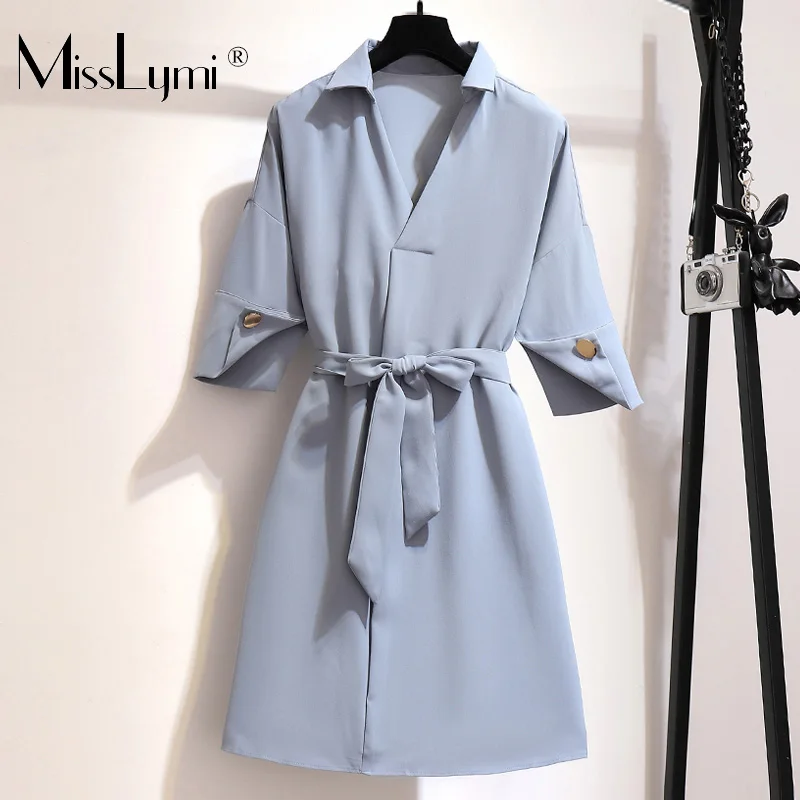 XL-5XL Plus Size Women Elegant Dress Summer 2019 Fashion Solid Color V-neck Flare Sleeve Bow Belt Waist Loose Ladies Dresses
XL-5XL Plus Size Women Elegant Dress Summer 2019 Fashion Solid Color V-neck Flare Sleeve Bow Belt Waist Loose Ladies Dresses