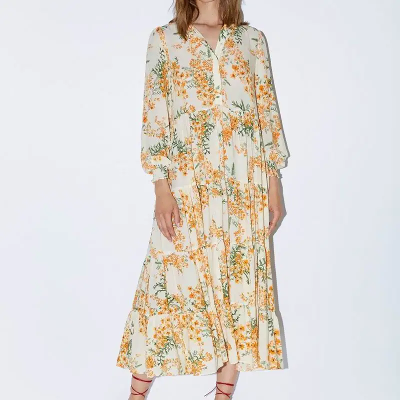 Women Long Dress Summer 2019 New Arrival Floral Prints Boho People Loose Style Long Sleeve Mid Calf Modern Lady Loose Dresses
Women Long Dress Summer 2019 New Arrival Floral Prints Boho People Loose Style Long Sleeve Mid Calf Modern Lady Loose Dresses
